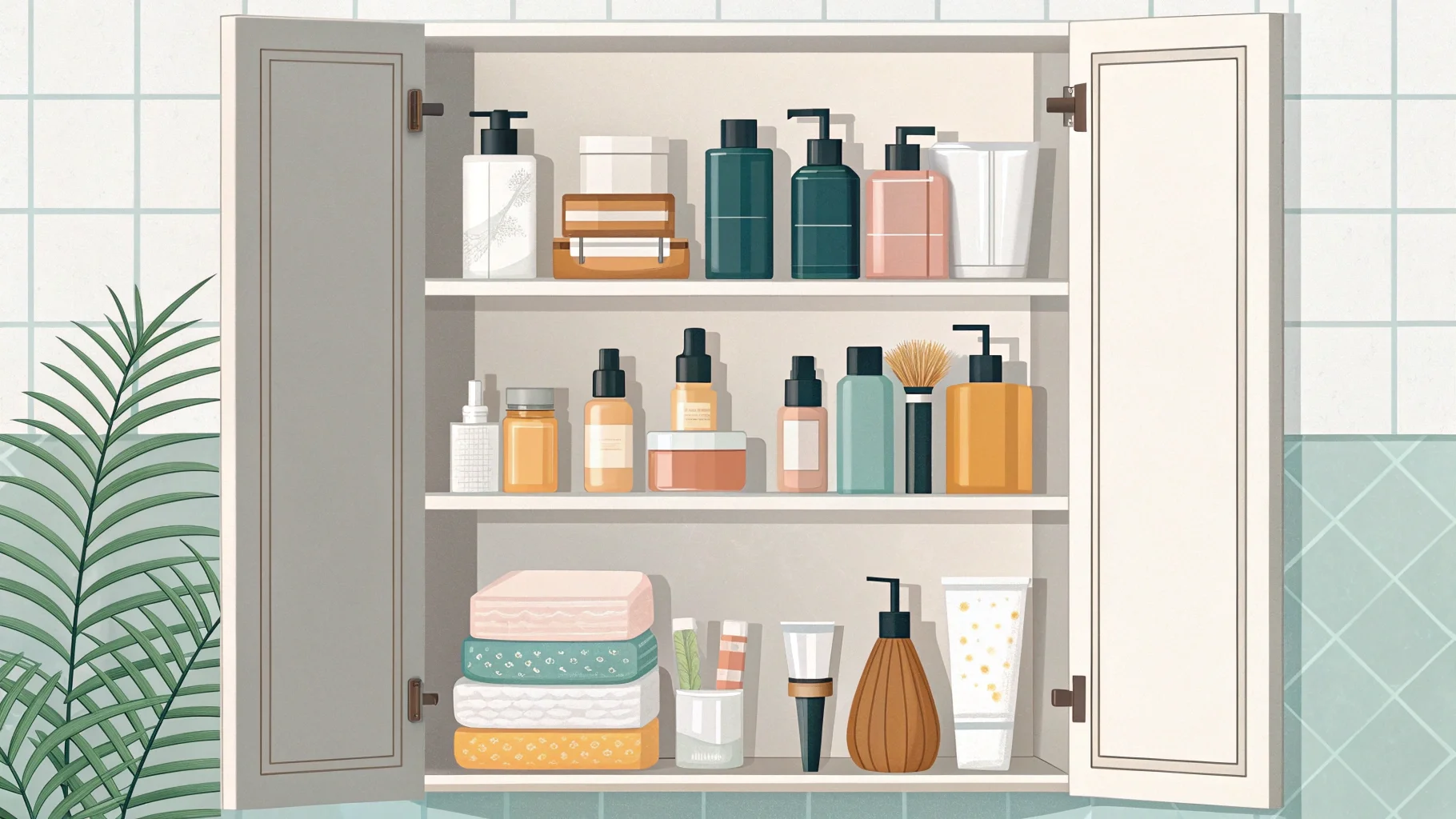 alt with keywords: a person with a minimalist and organized makeup collection