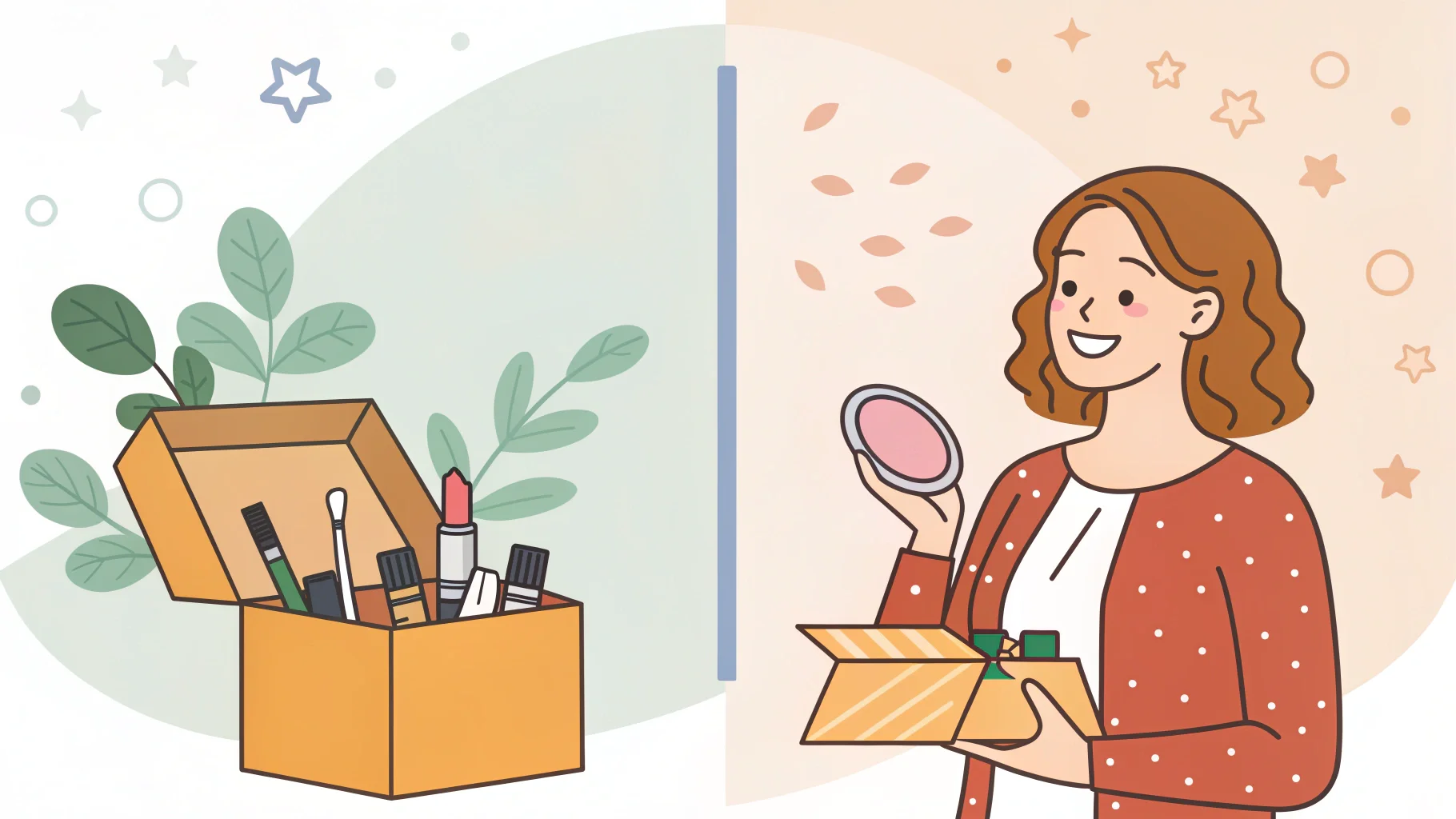 alt with keywords: a scale balancing the pros and cons of beauty boxes