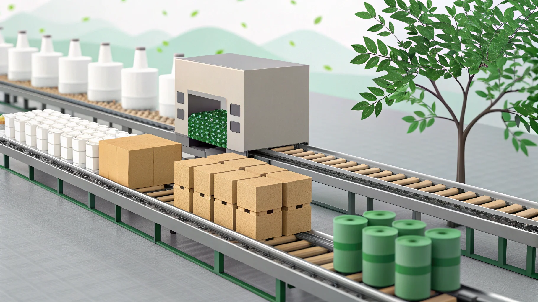 Warehouse full of cosmetic packaging ready for shipment alt with keywords