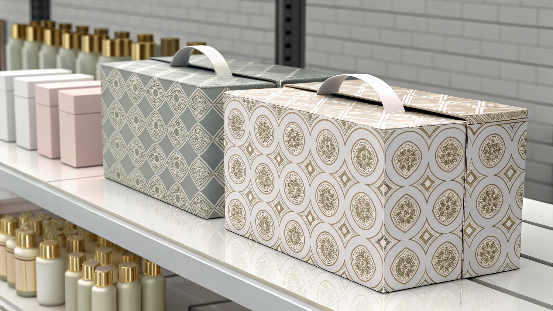 a collection of beautiful custom cosmetic boxes