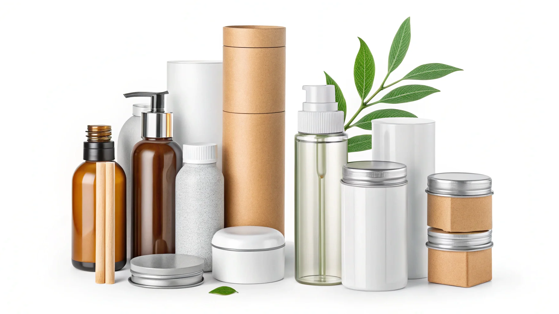 A collection of different sustainable packaging materials