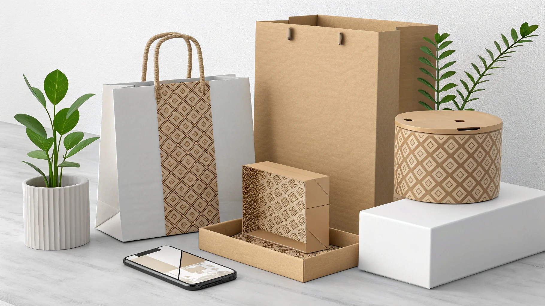 Minimalist cosmetic packaging with textured paper