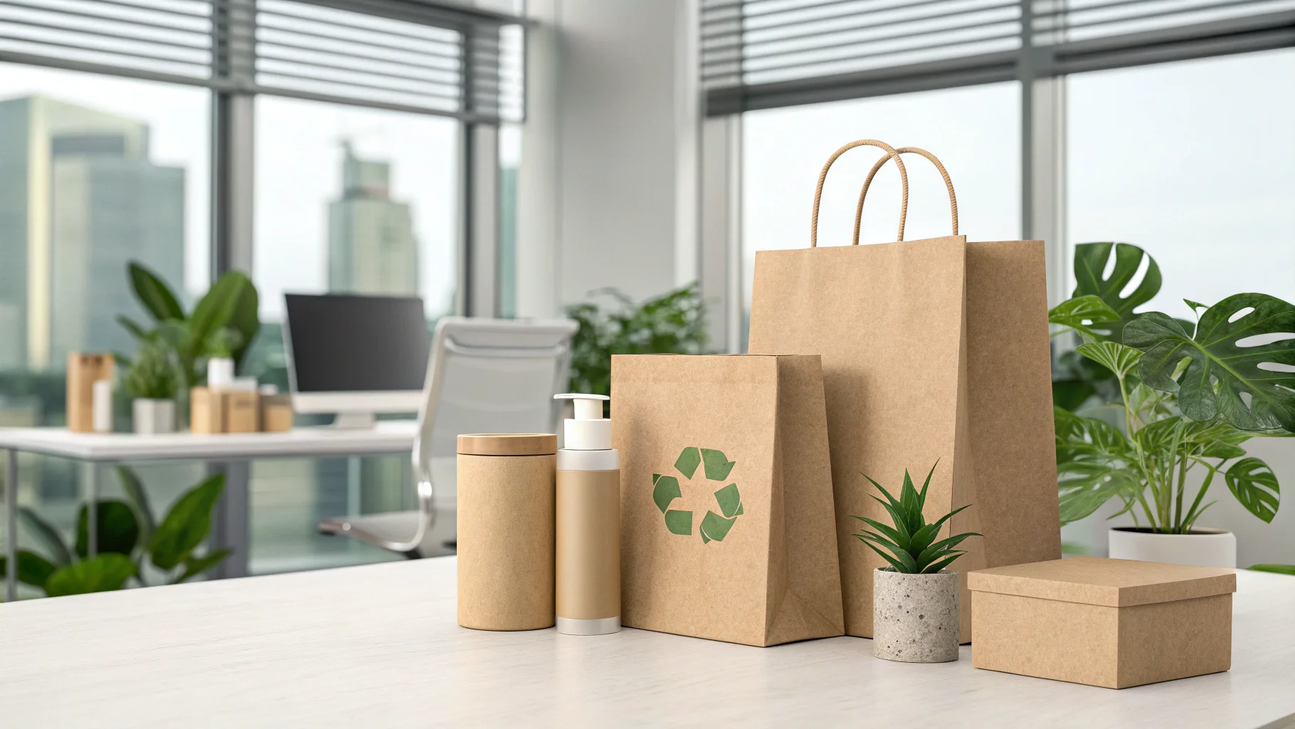 a customer choosing a product with sustainable packaging over a regular one