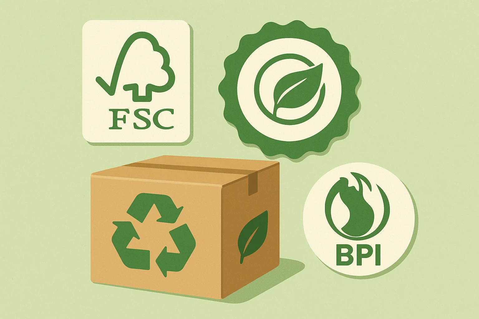 A collage of sustainability certification logos