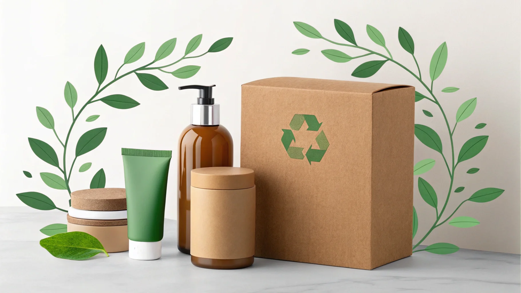 A customer choosing a sustainable cosmetic product from a shelf alt with keywords