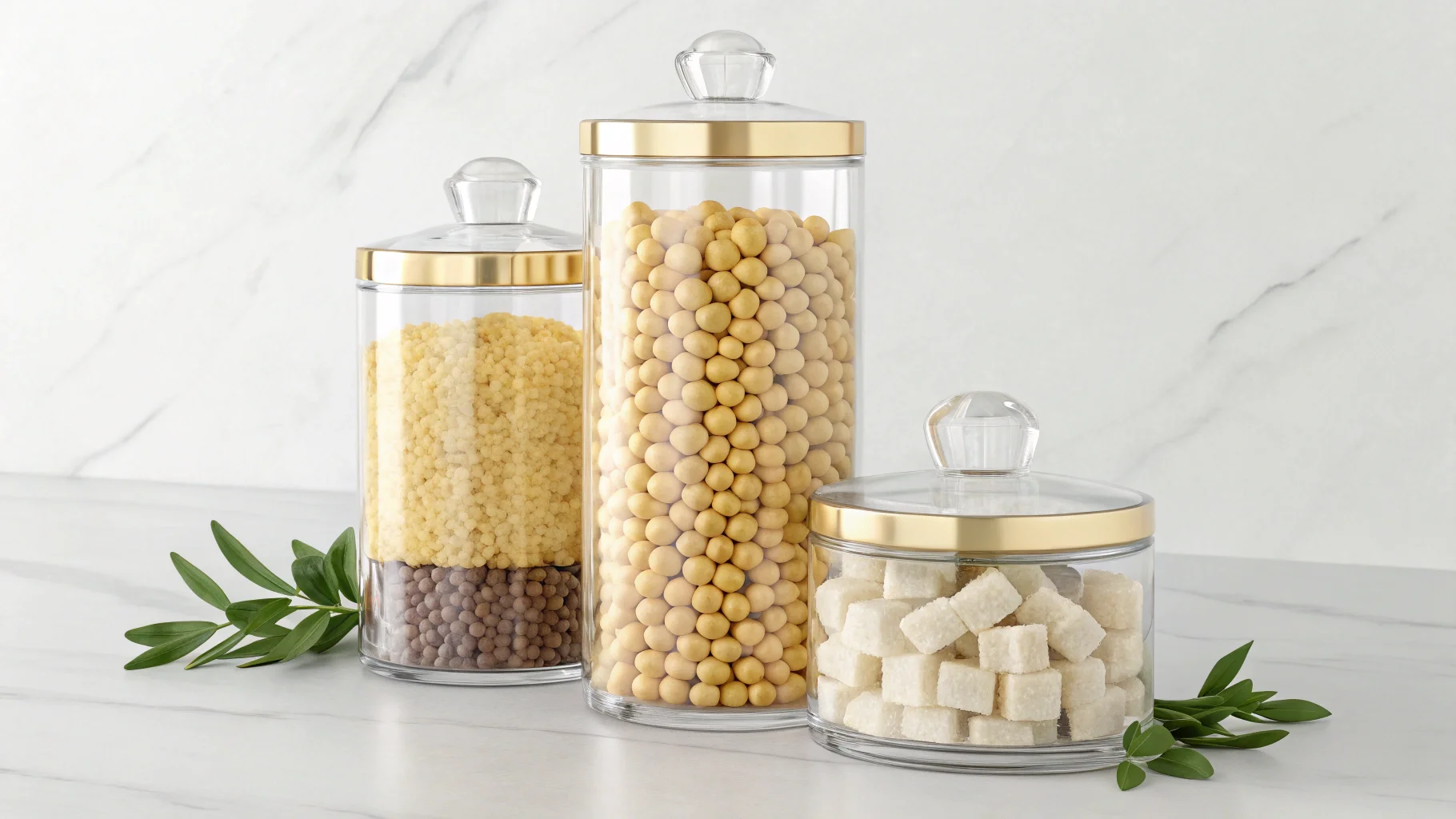 A premium beauty product displayed in an elegant glass jar.