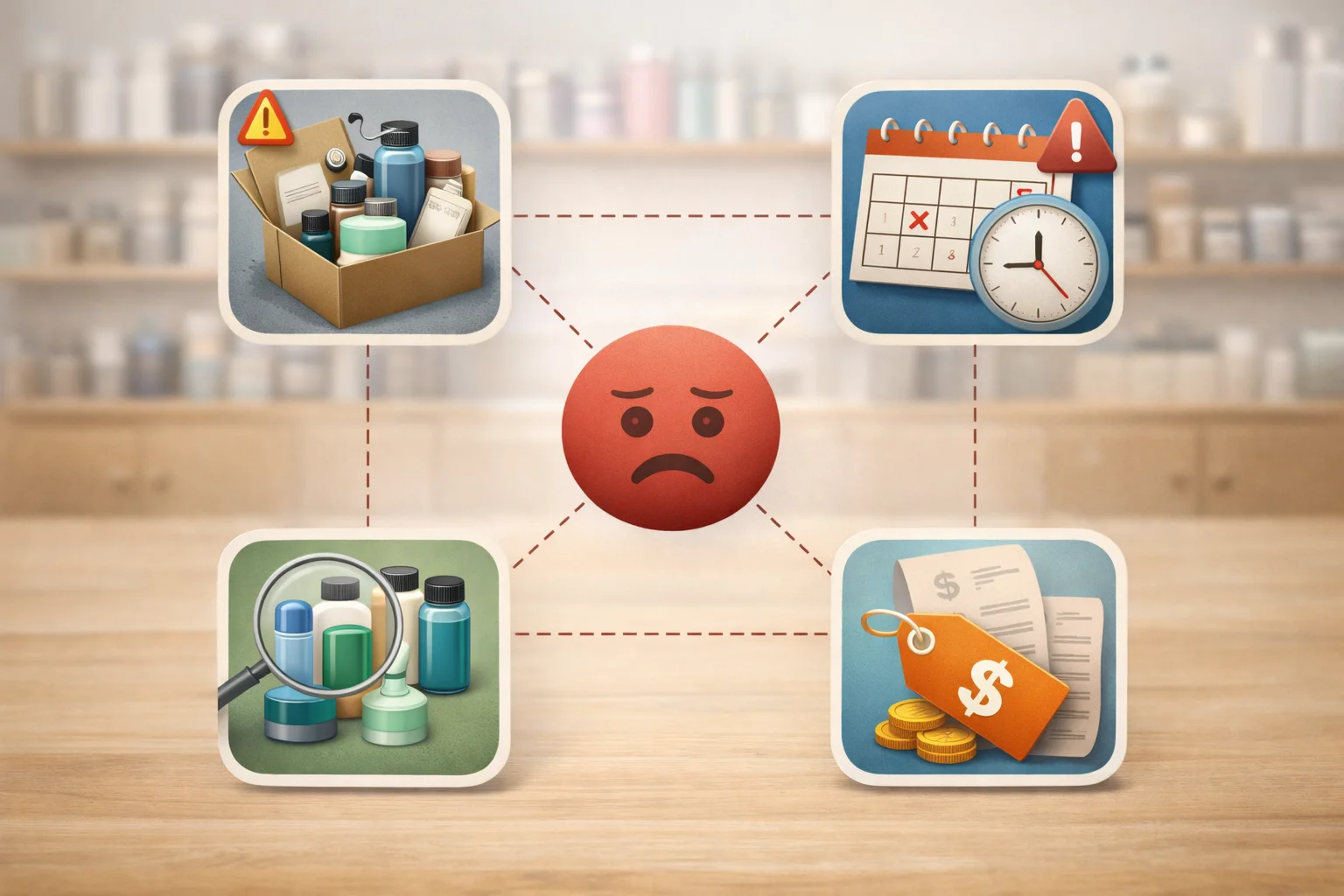 a box of defective cosmetic containers