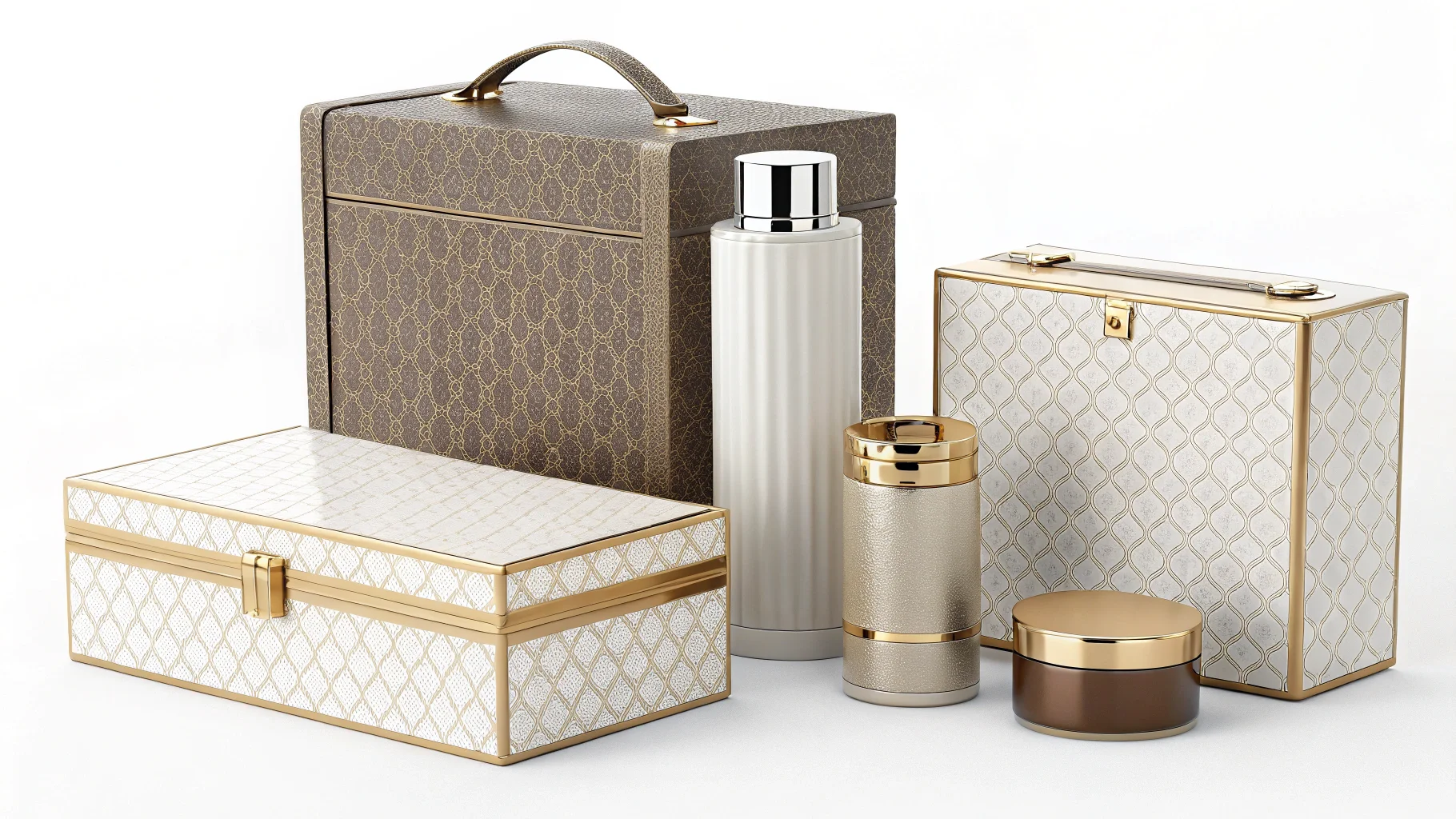 A mood board showing a brand's identity and packaging options