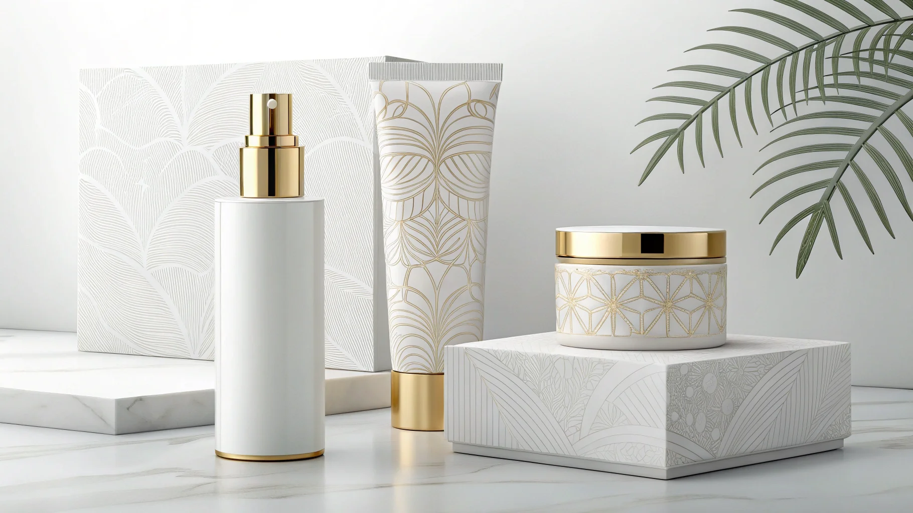 Minimalist cosmetic bottles with clean typography