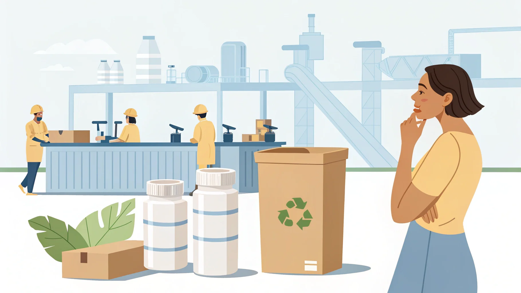 A collection of eco-friendly cosmetic bottles and jars alt with keywords