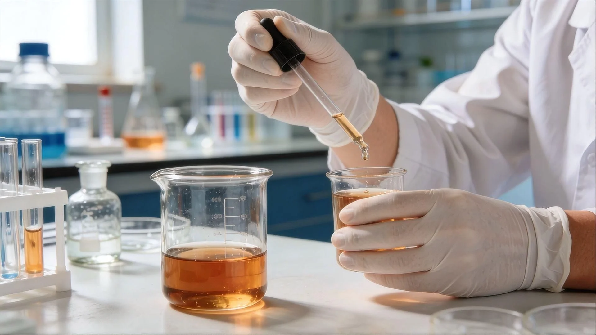 Sampling and Testing Cosmetic Packaging a person inspecting a pre-production sample of a cosmetic jar