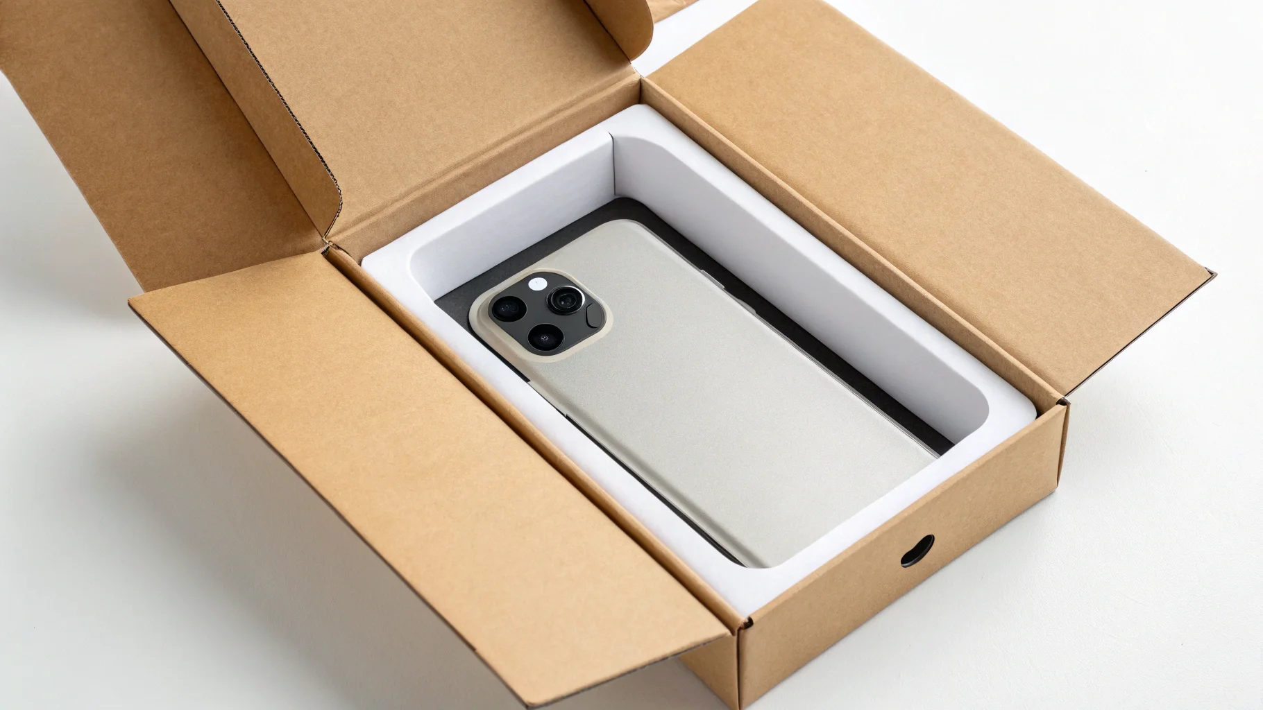 An open cosmetic box showing a perfectly fitted product inside an insert