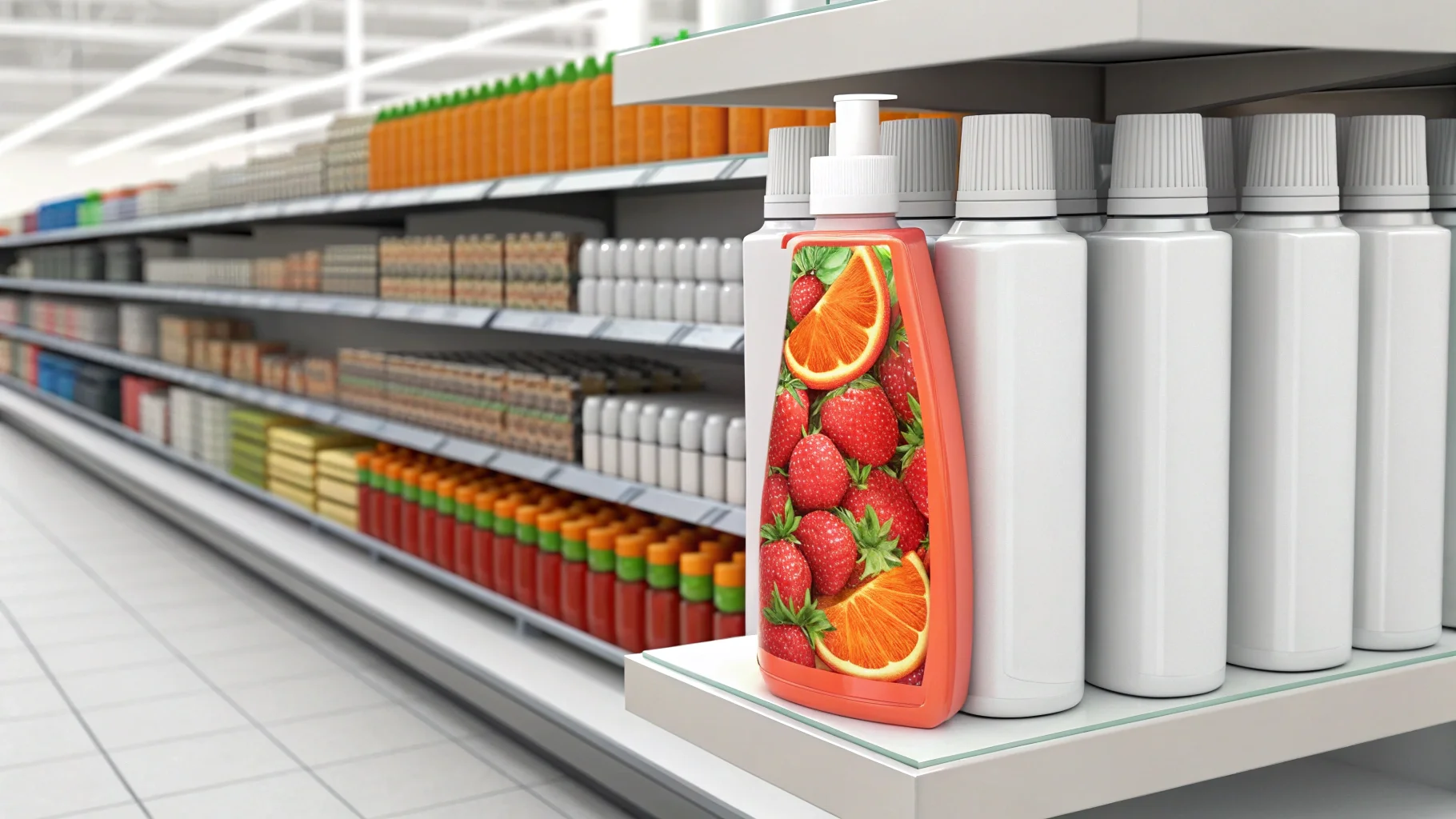 A customer picking a cosmetic box from a retail shelf