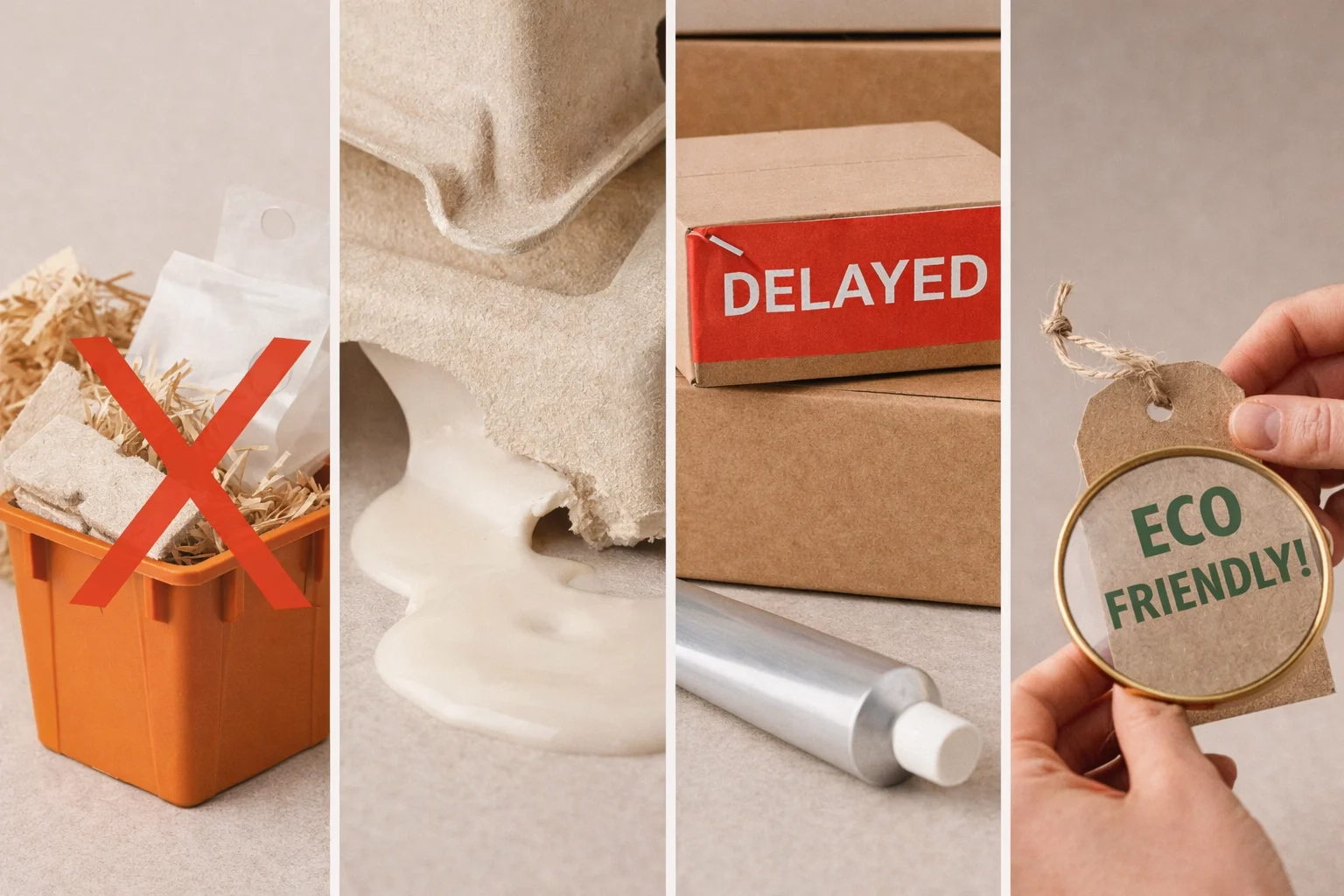 a warning sign icon next to a piece of packaging