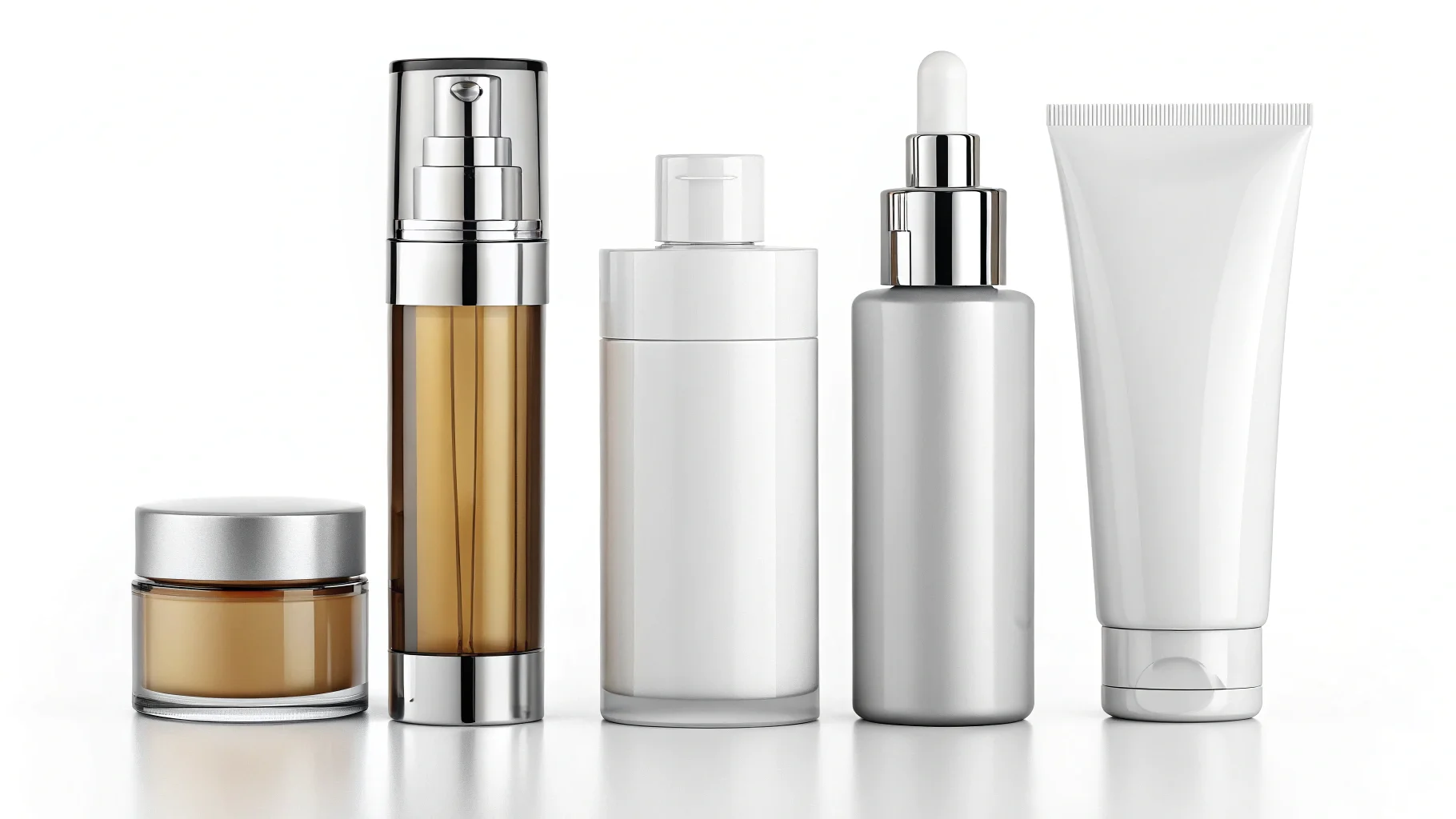 Choosing Cosmetic Packaging Type different types of cosmetic containers like jars, tubes, and pumps