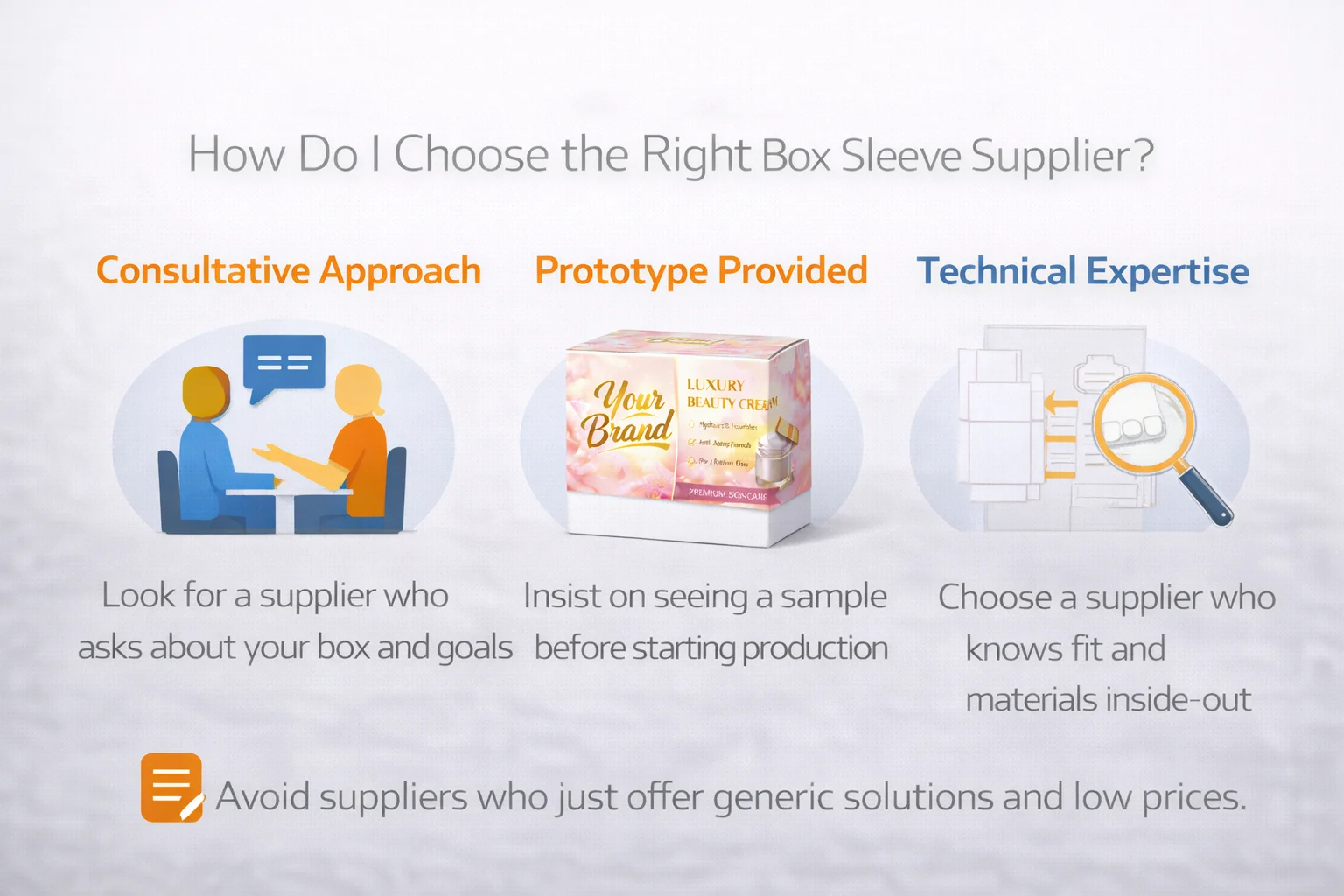 a person having a consultative conversation with a packaging supplier