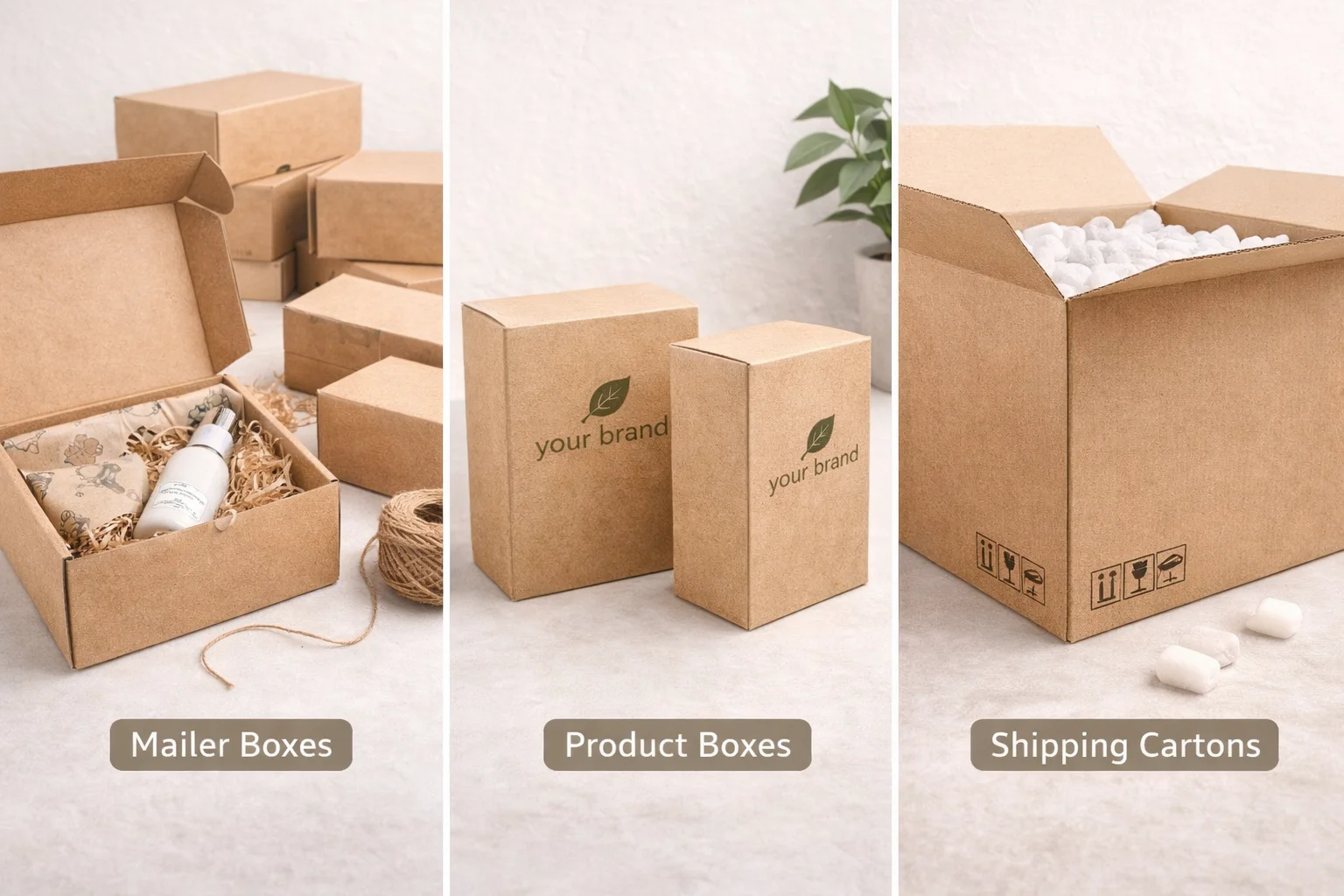 different styles of kraft boxes
