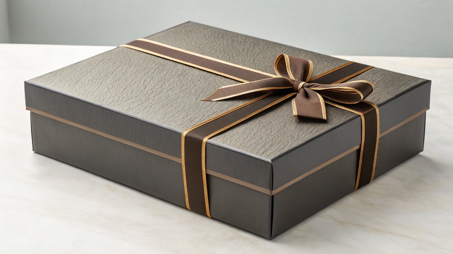 A person reusing a corporate gift box for office storage