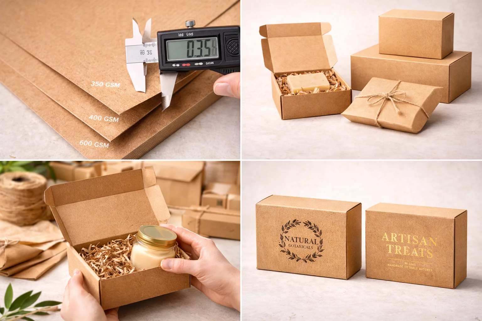 Different styles and thicknesses of kraft boxes