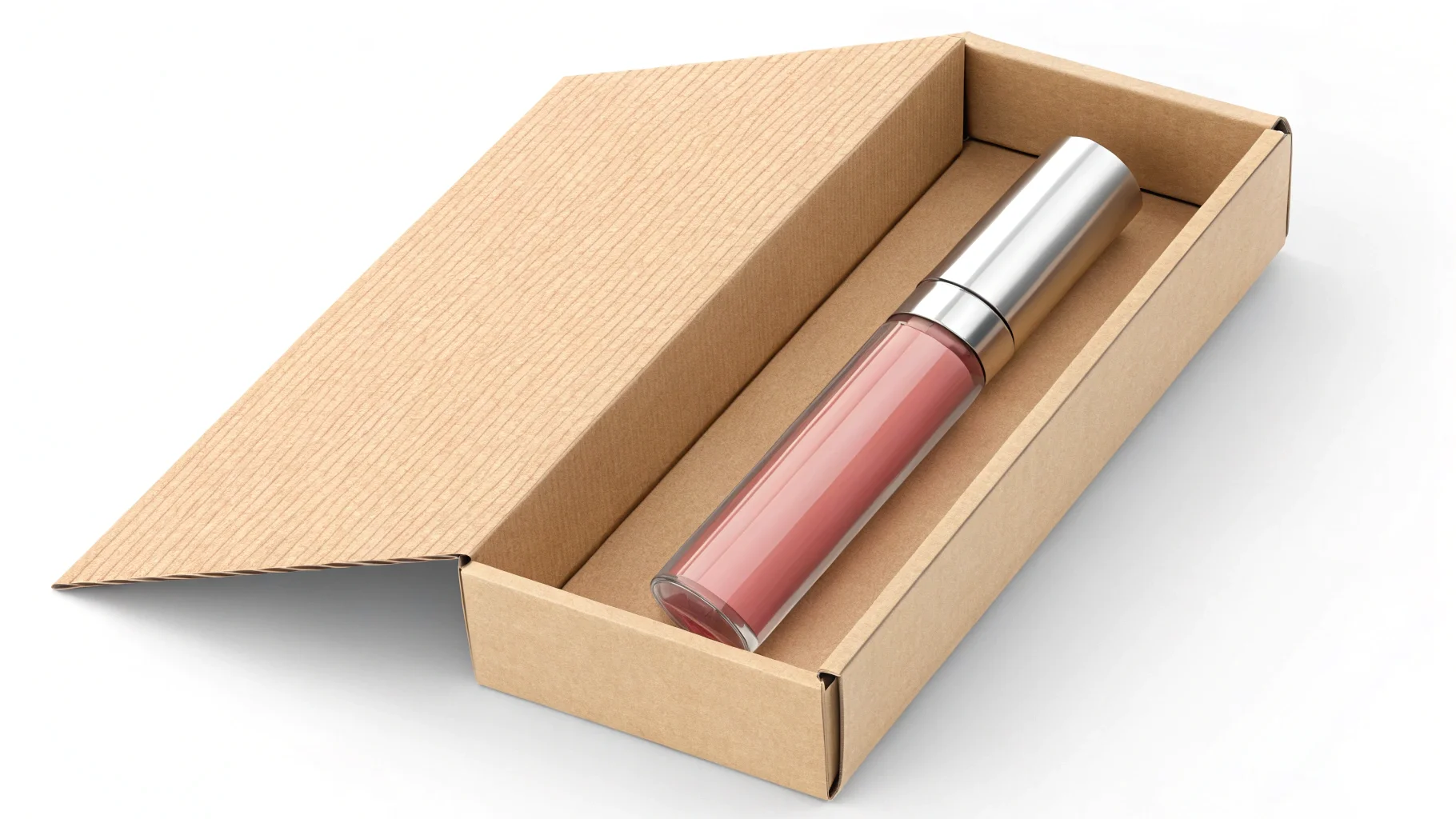 Custom Fit Lip Gloss Packaging A lip gloss tube fitting perfectly into a custom-sized box insert