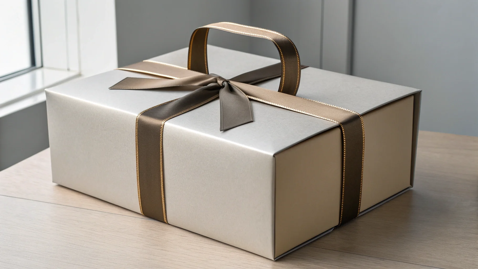 A person comparing different types of corporate gift boxes
