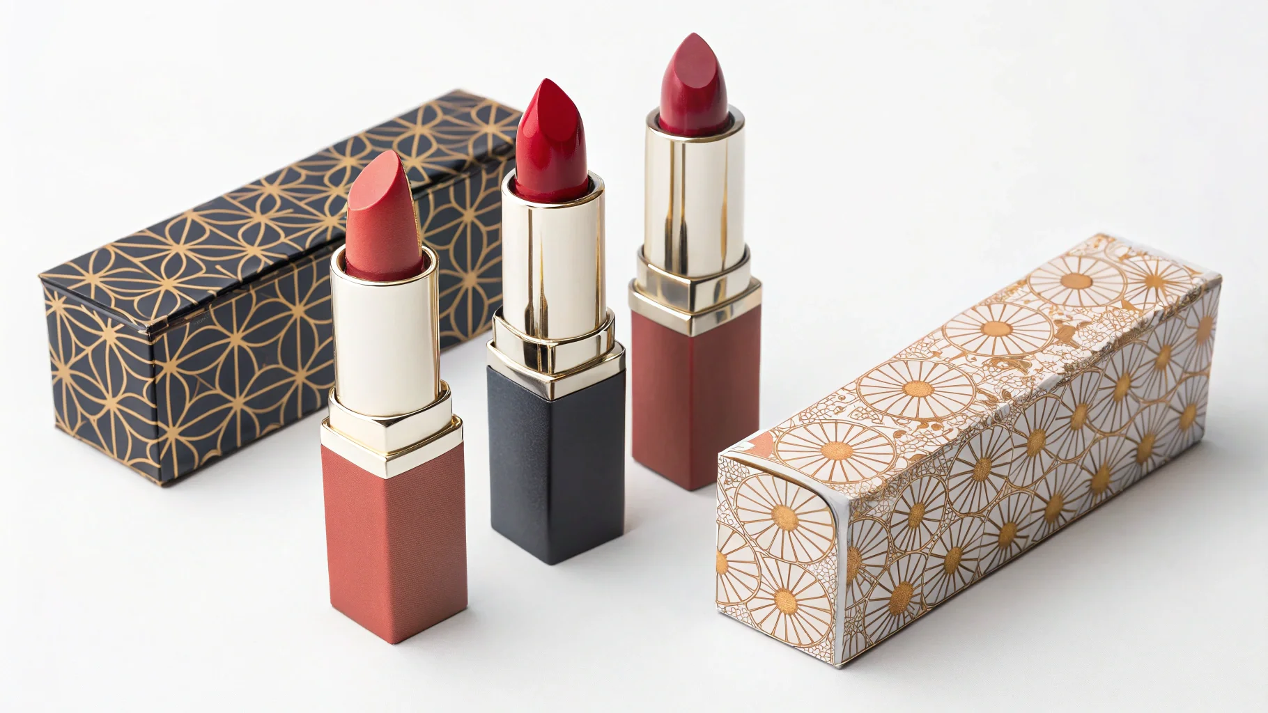 A collection of unique custom lipstick boxes
