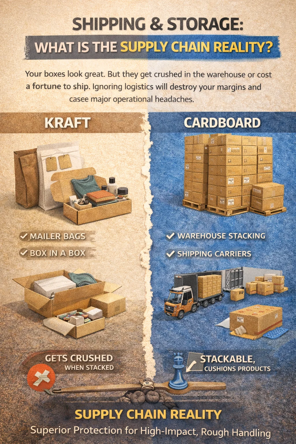 Boxes stacked in a warehouse