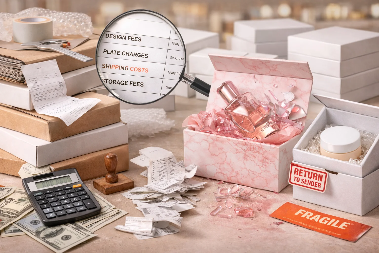 calculator showing the real cost of packaging