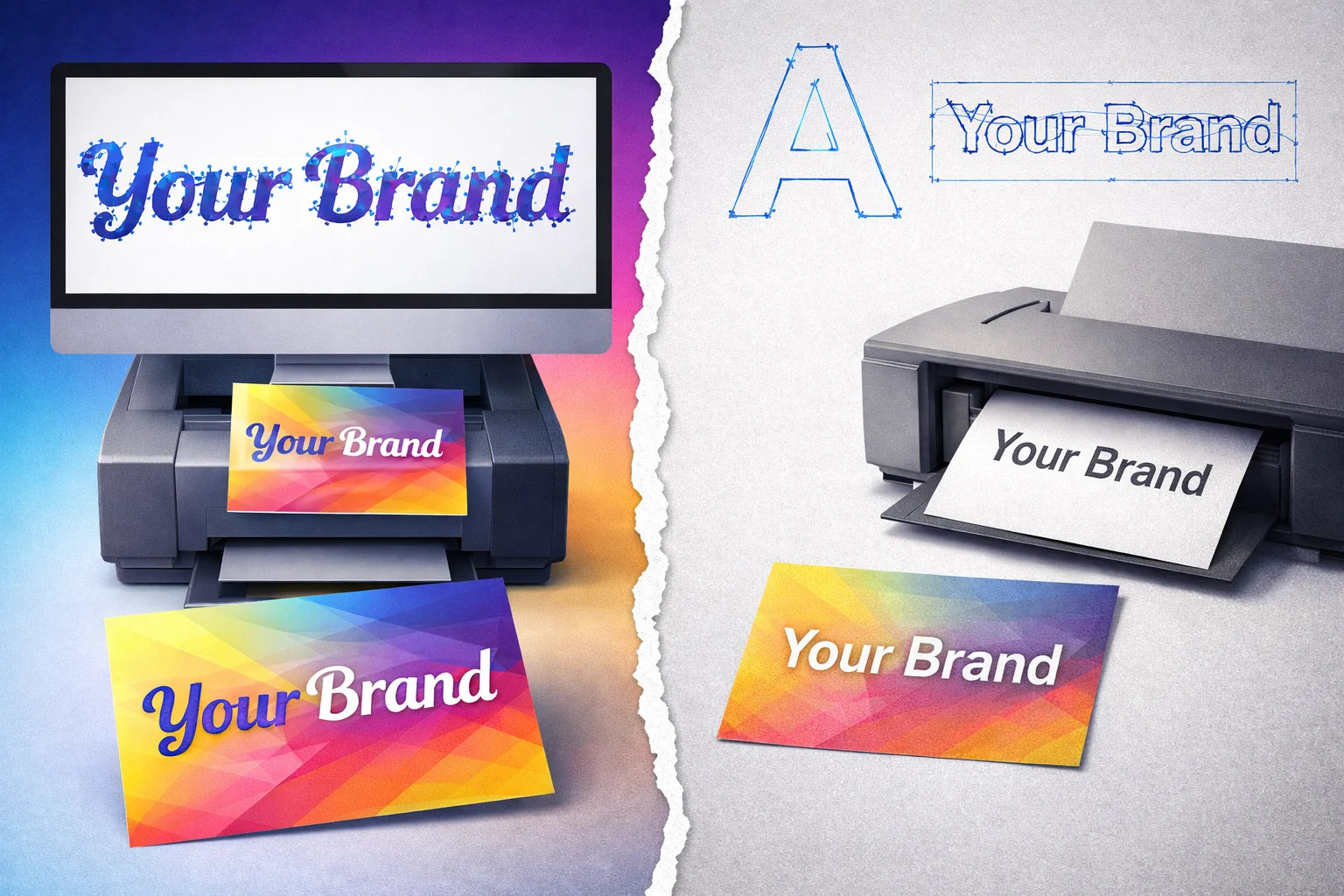 Create Outlines for Fonts An example of text being converted to outlines in design software