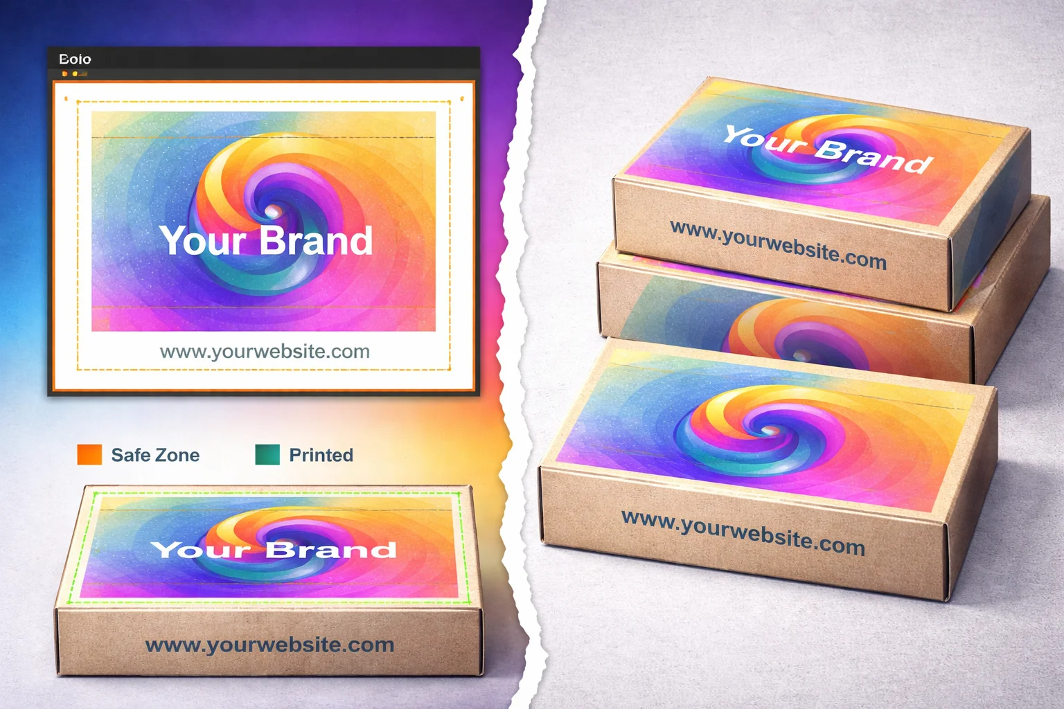 Print Safe Zone Diagram A diagram showing the bleed, trim, and safe zone areas