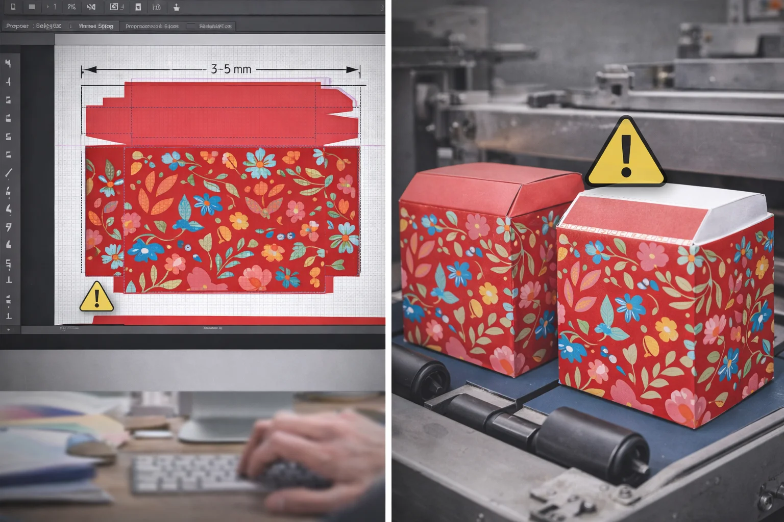 Print File Bleed Example An example showing artwork with and without bleed