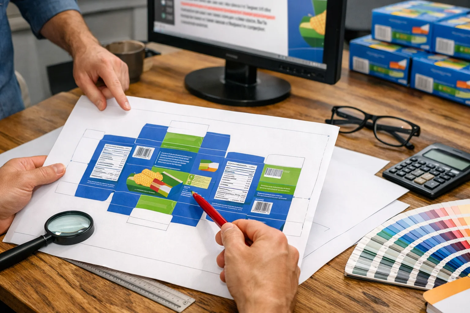 Proofreading Print File A person carefully proofreading a print layout