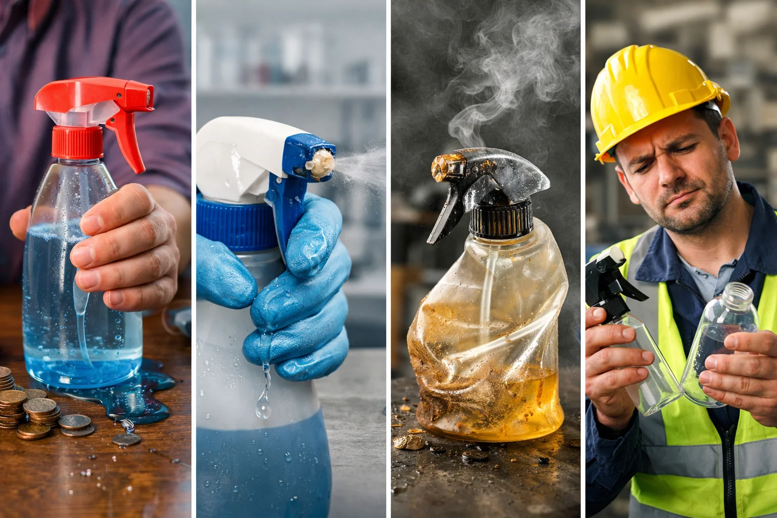 Spray Bottle Mistakes A broken and leaking spray bottle